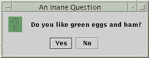 A yes/no dialog